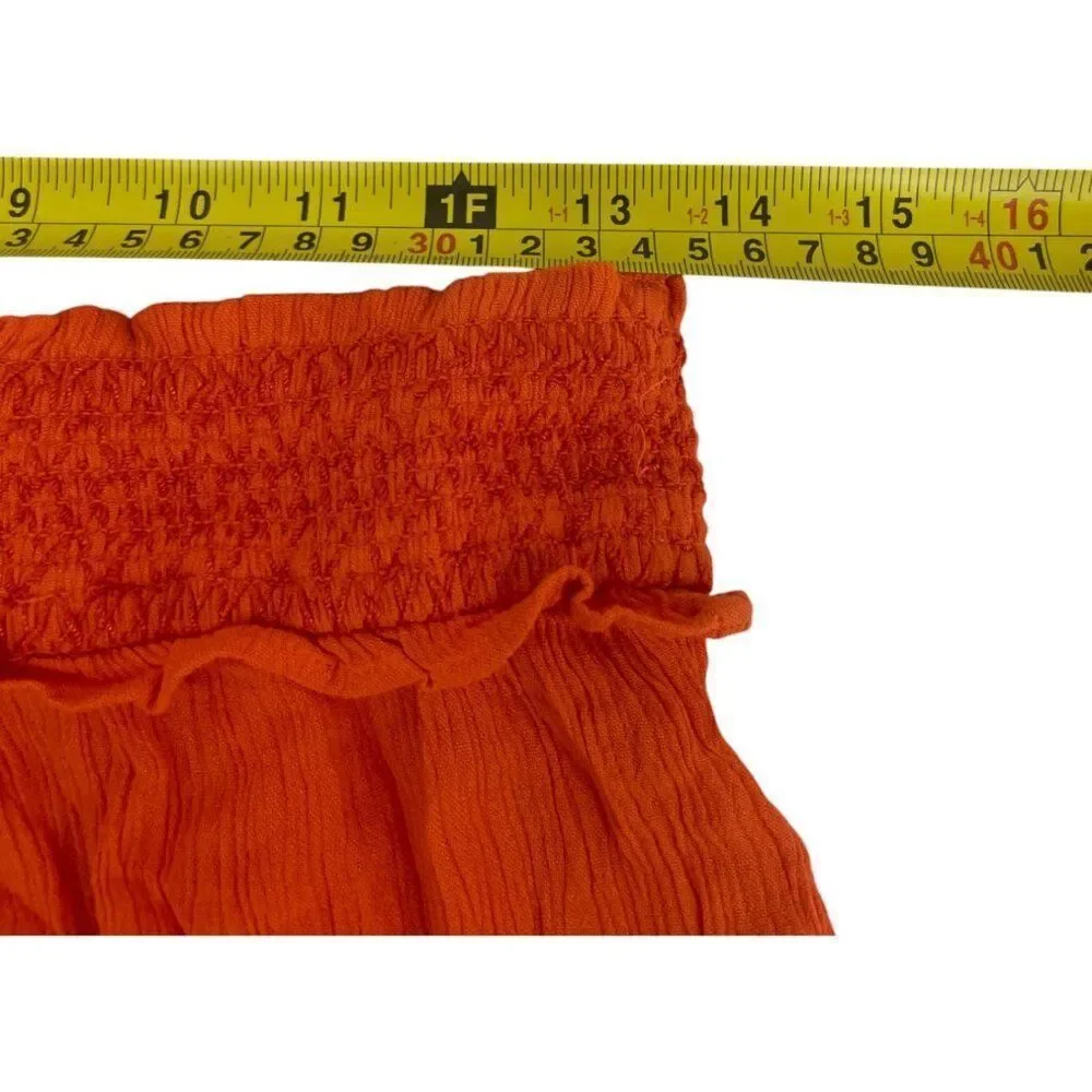 Boden Womens A-Line Skirt UK10P US 6P Orange Midi Tiered Smocked Waist R0393 NWT - Picture 8 of 10